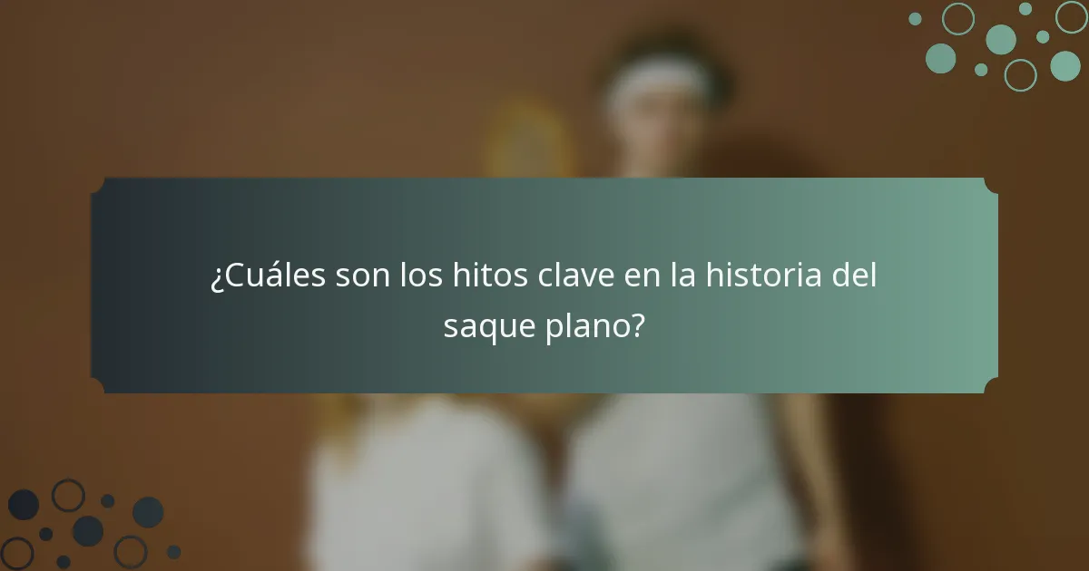 ¿Cuáles son los hitos clave en la historia del saque plano?