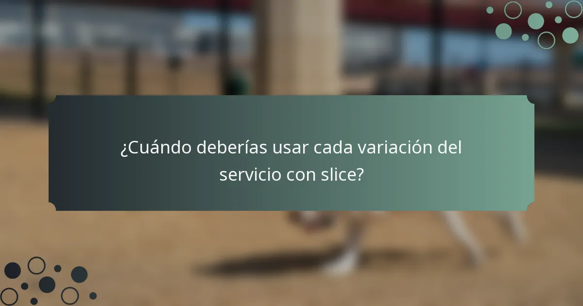 ¿Cuándo deberías usar cada variación del servicio con slice?